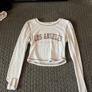 SHEIN White and Brown Long Sleeve Top